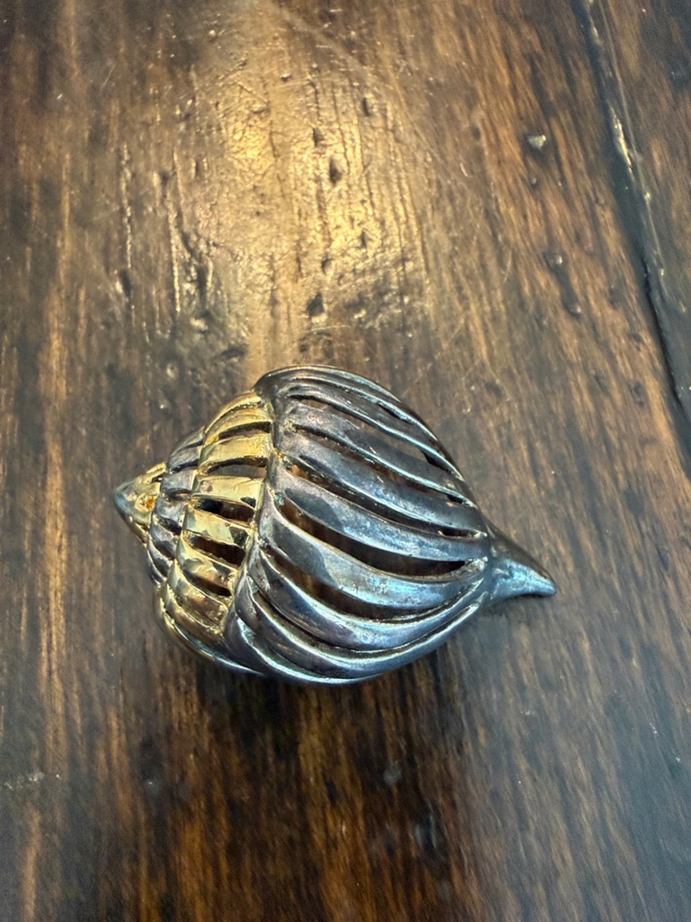 Decorative Shell Accent - Two-Tone Silver & Gold toned Pendant